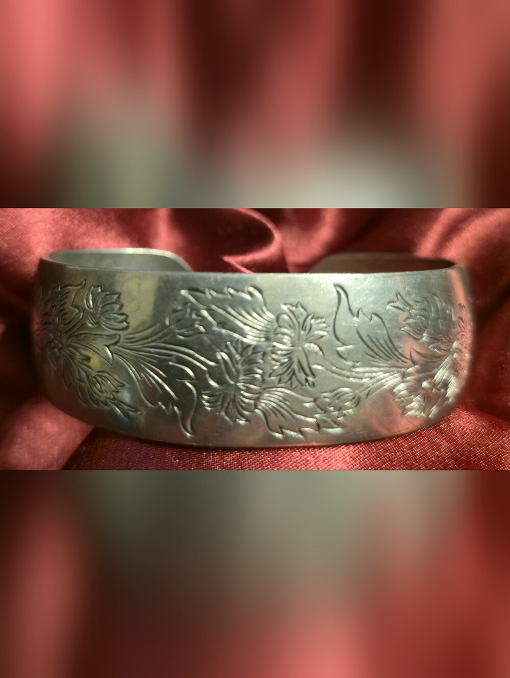 Kirk Stieff Chrysanthemum Engraved Cuff Bracelet